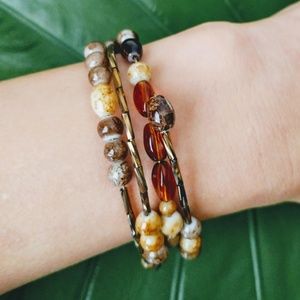 NWOT Beautifu Amber-like wrap around bead bracelet